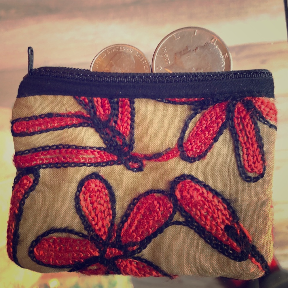 Vintage Beaded Cloth Coin Purse Handmade in India